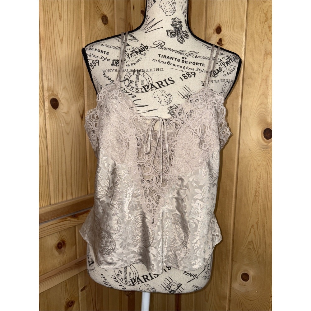 Vintage‎ Victoria's Secret Gold Label Camisole Taupe Lace Small Medium Tank Top